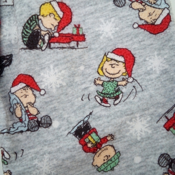 Peanuts Christmas Gray Characters Pajama Set 2T Long Sleeve Warm 2 Piece Set - Picture 4 of 10